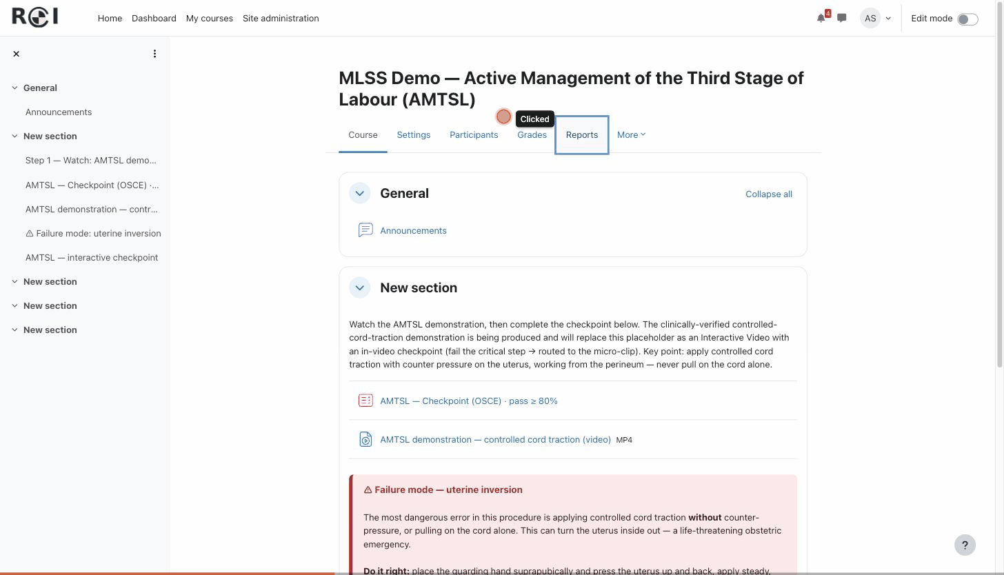 Recorded walkthrough: running a completion report on the live LMS
